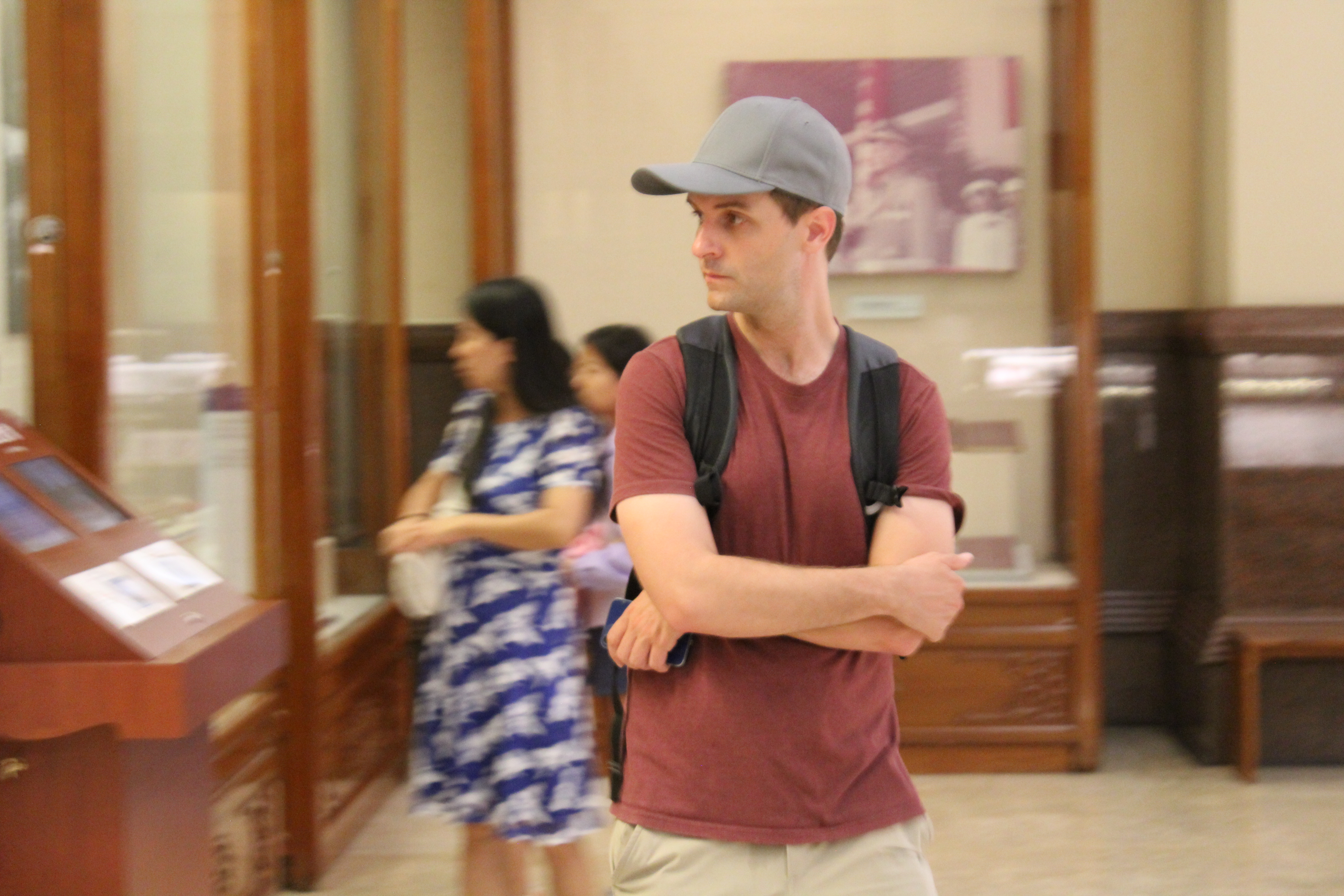 Student exploring exhibits at a museum in Taiwan